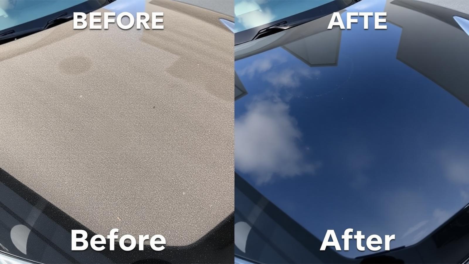 Before and after car detailing comparison